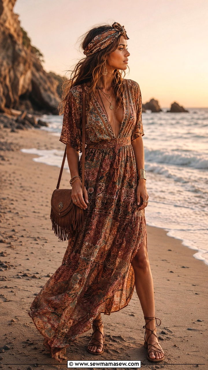 Hair Scarf With Maxi Dress Outfit - 30 hair scarf outfit ideas