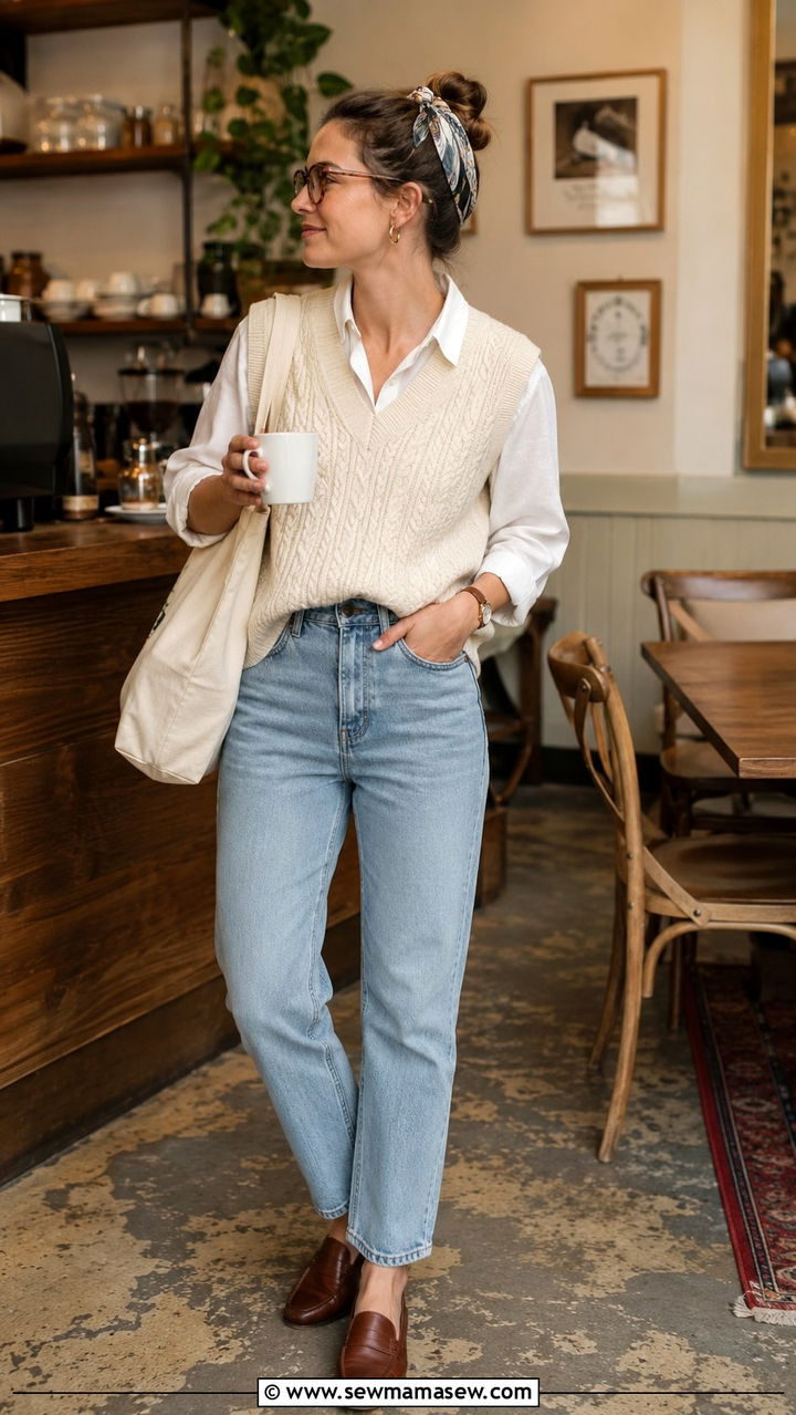 Hair Scarf With Sweater Vest Outfit - 30 hair scarf outfit ideas
