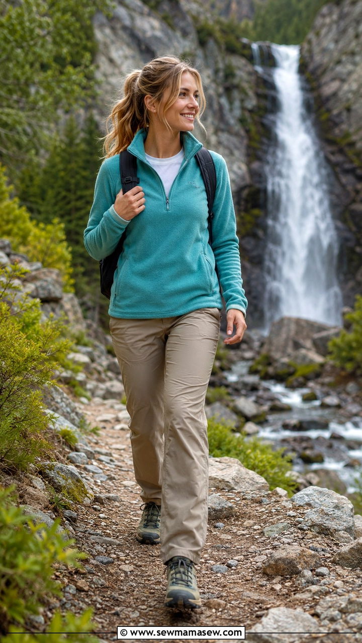 Half Zip Fleece And Hiking Pants - 30 Spring cabin outfits