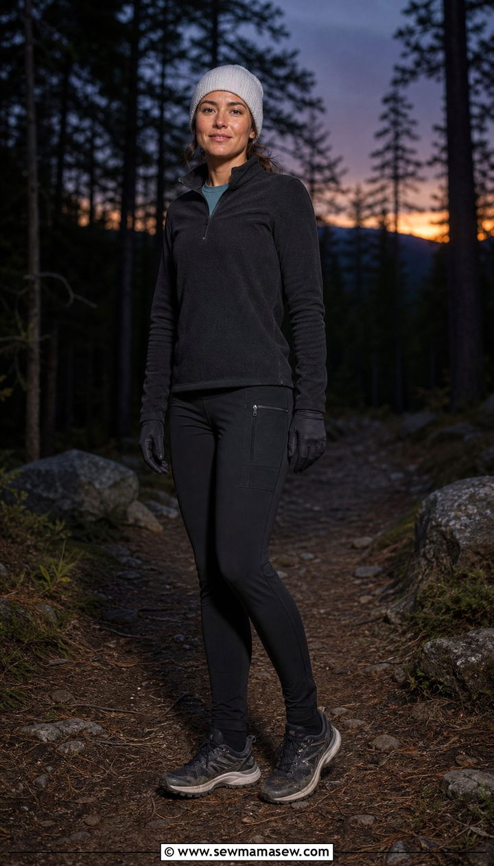 Half Zip Fleece Pullover and Trail Tights - 25 Evening run outfit ideas