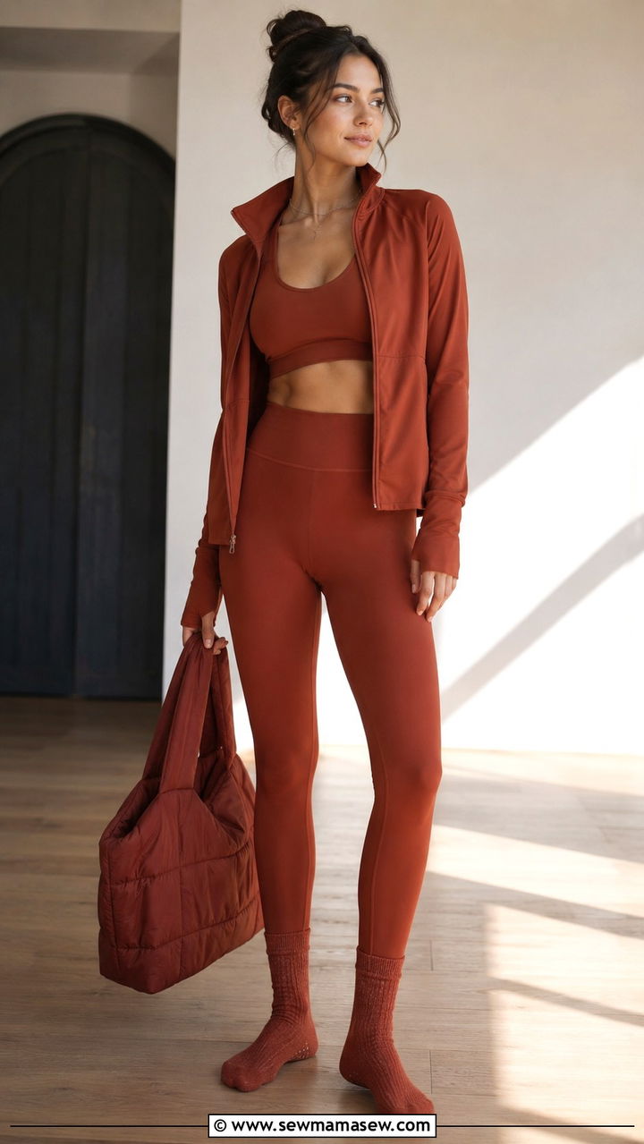Half Zip Jacket Pilates Outfit With Crew Grip Socks - 25 Pilates outfit ideas with socks