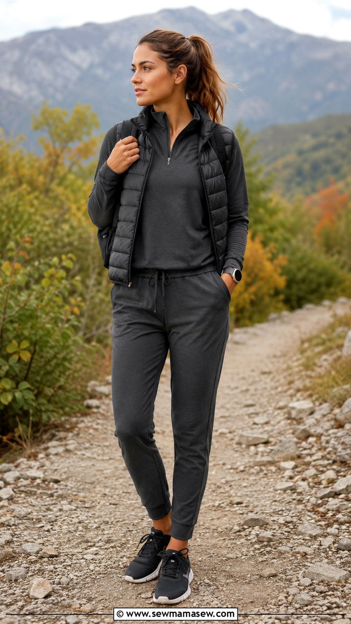 Half Zip Pullover Tracksuit With Running Shoes - 30 Track suit matching set outfit ideas