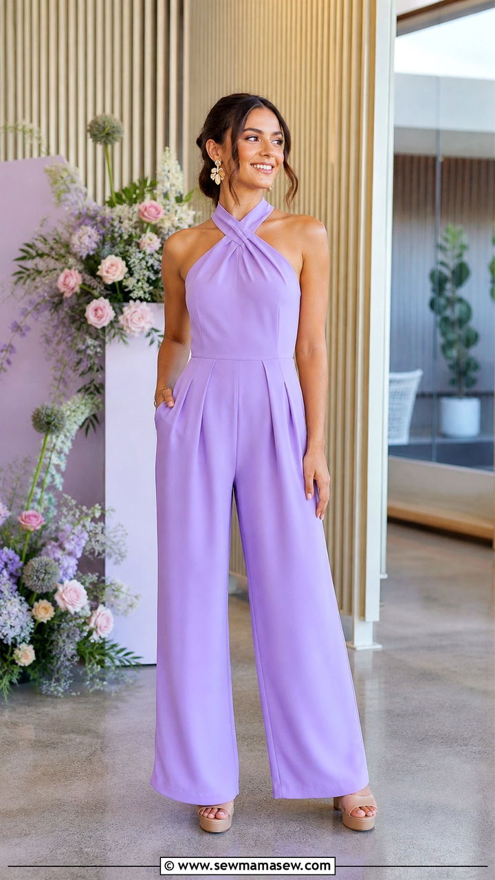 Halter Neck Jumpsuit with Platform Heels - 40 Spring graduation outfits