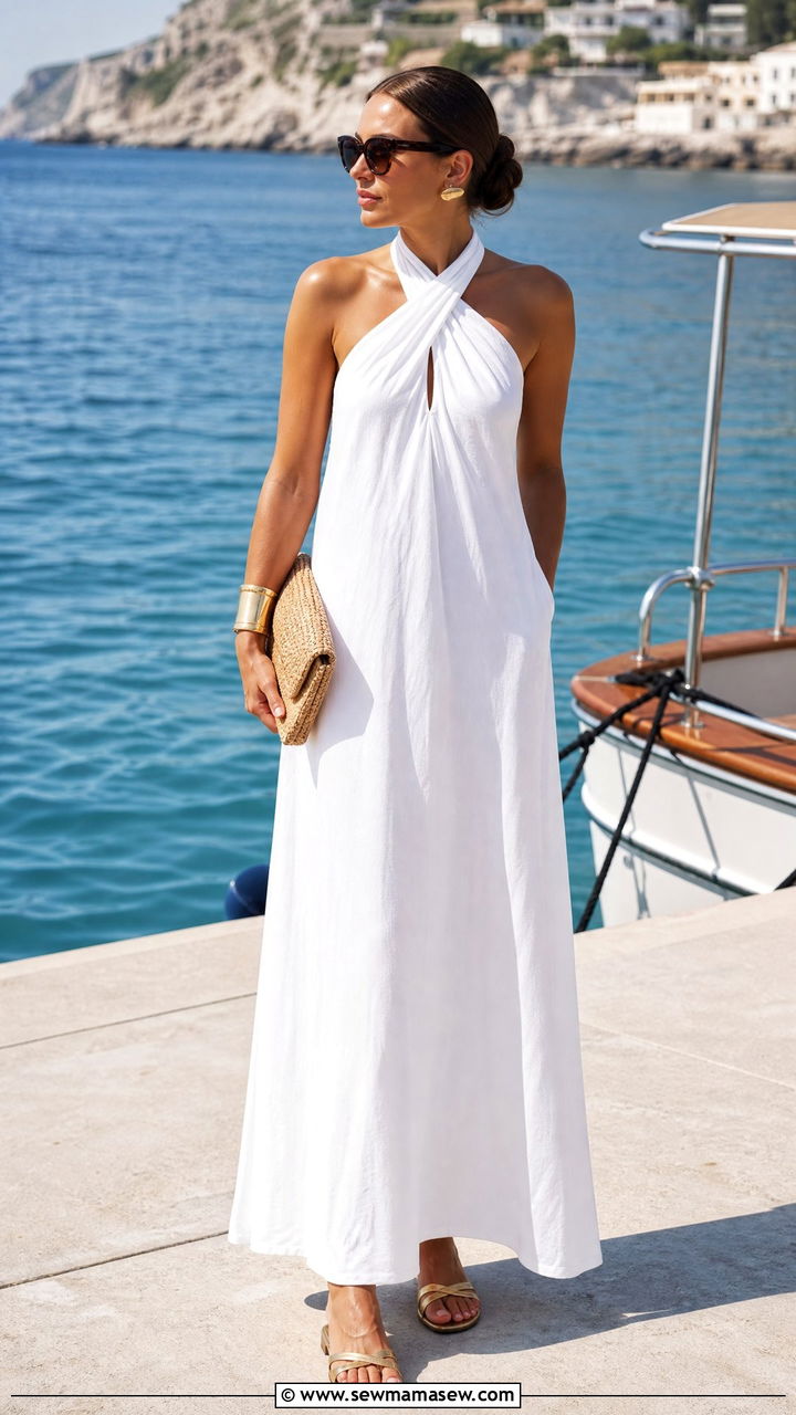 Halter Neck Maxi Dress Outfit - 30 Summer Europe packing outfits