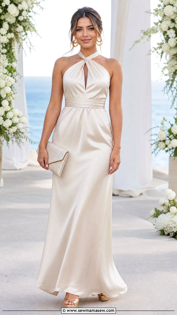 Halter Neck Maxi Dress With Platform Heels - 25 Maxi dress for petite outfit ideas