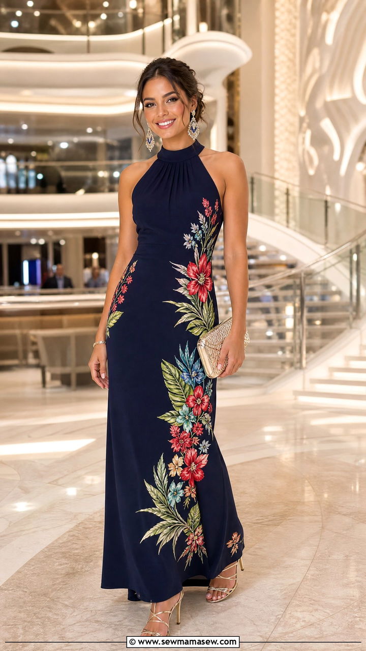 Halter Neck Maxi Dress for Formal Night - 25 Caribbean cruise outfit ideas 2026