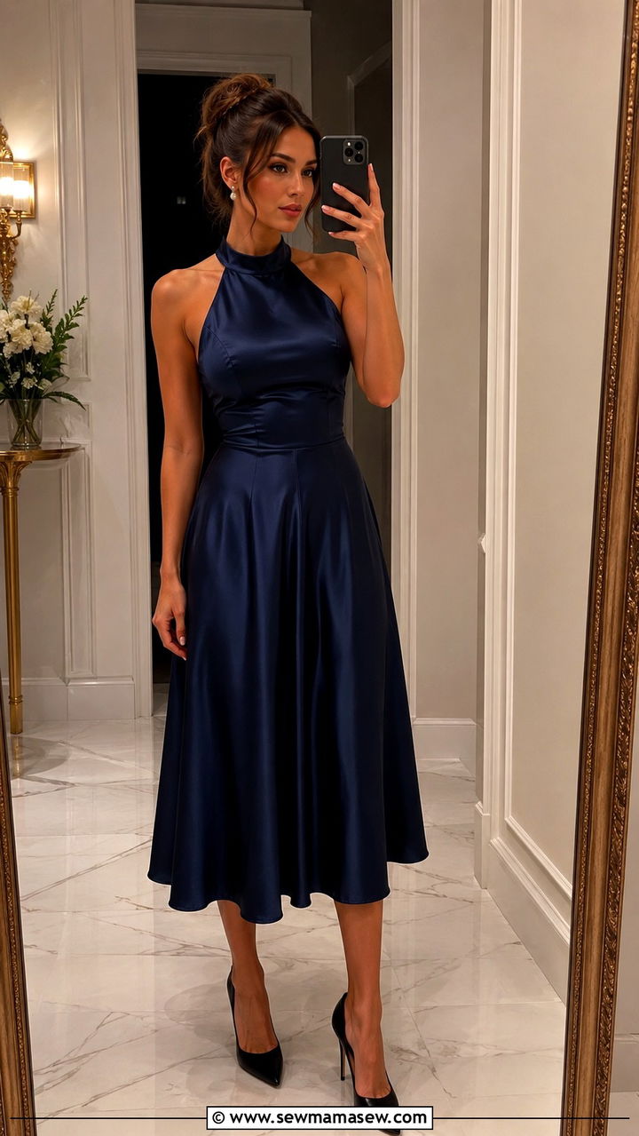 Halter Neck Midi Dress With Stiletto Heels - 30 Midi dress outfit ideas with heels