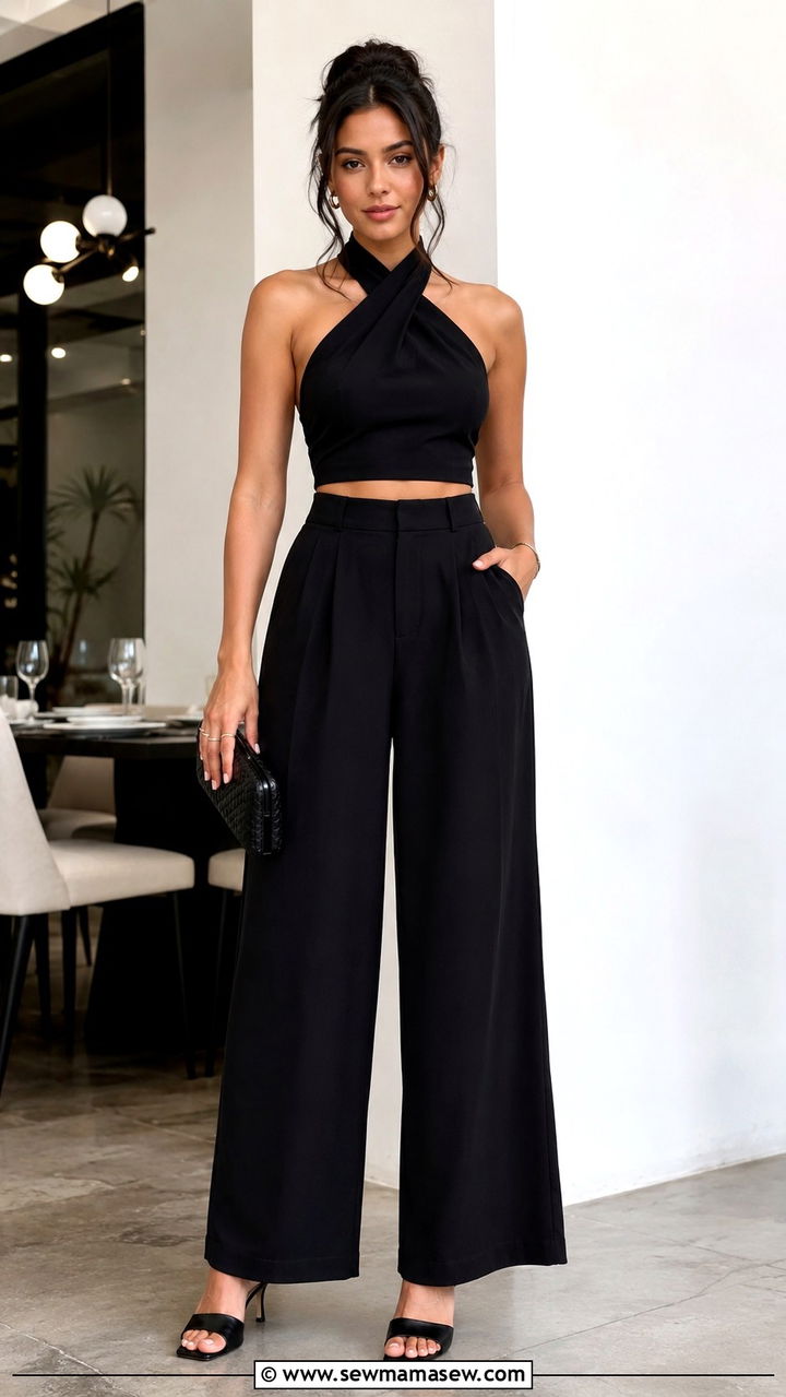 Halter Neck Palazzo Co Ord Set - 30 Palazzo pants matching set outfit ideas