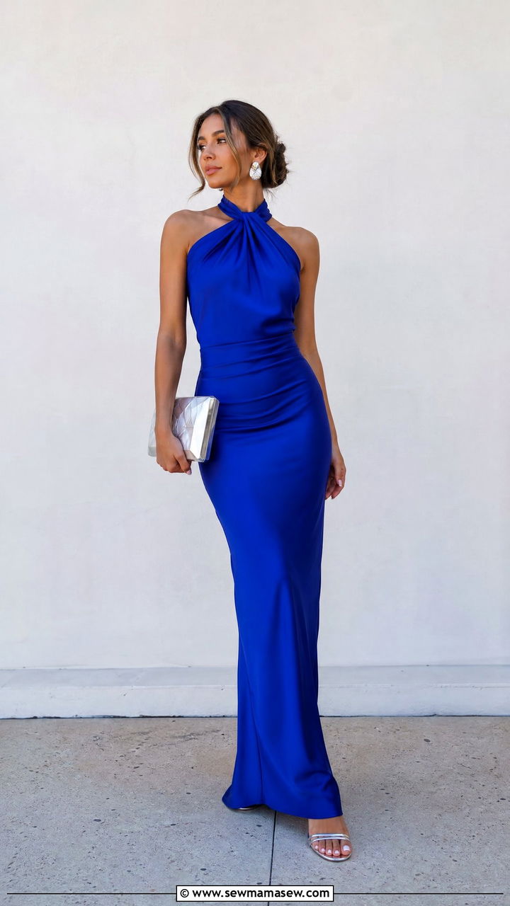 Halter Neck Prom Dress With Metallic Clutch And Barely There Heels - 40 Prom outfit ideas