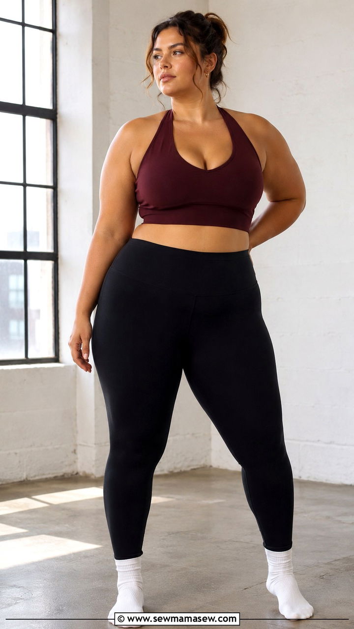 Halter Neck Sports Top With Leggings - 30 Plus size pilates outfit ideas