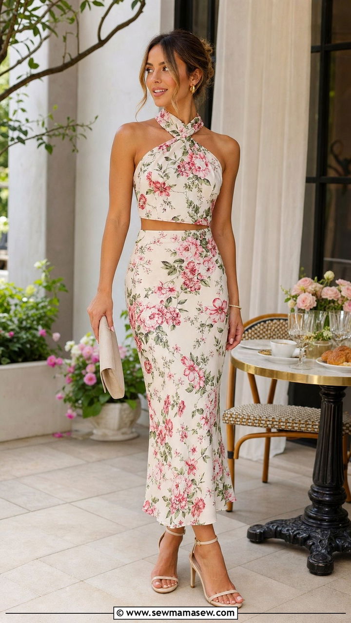 Halter Top With a Matching Skirt Co Ord Set - 25 summer halter top outfit ideas