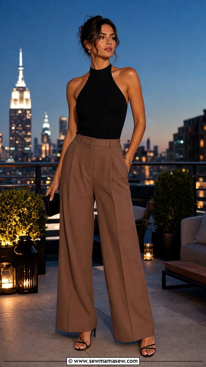 Halter Top and Wide Leg Trousers Outfit - 25 Cute outfits for women in their 20s