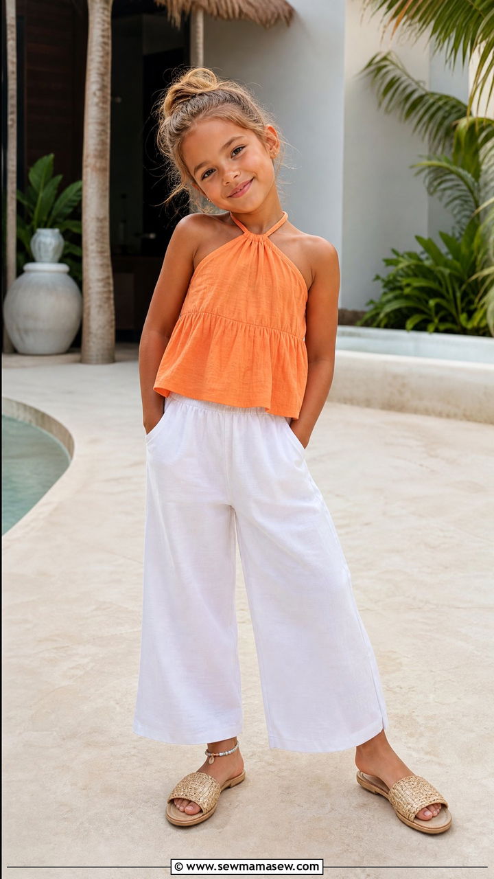 Halter Top with Linen Pants - 30 Summer outfits for little girls