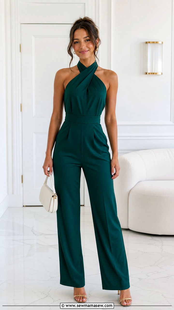 Halter neck jumpsuit and heeled sandals - 25 Rush week outfit ideas day 1
