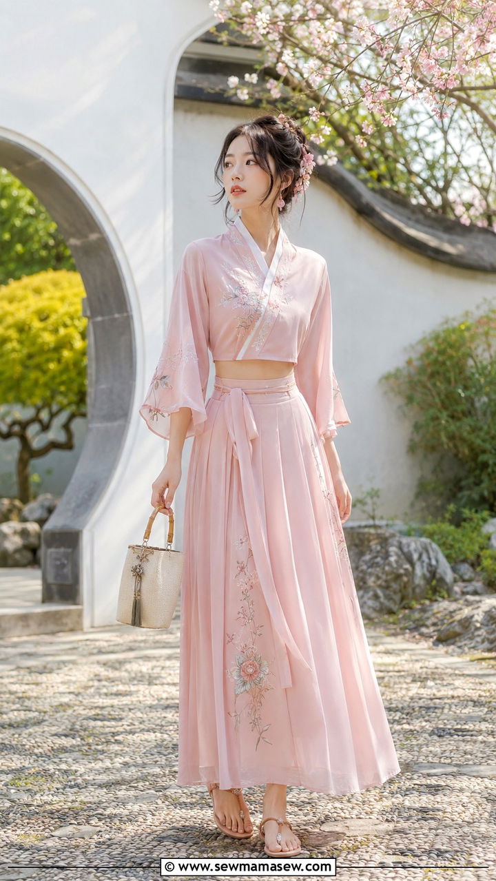 Hanfu Inspired Two Piece Set with Embroidery - 30 Lunar new year outfit ideas