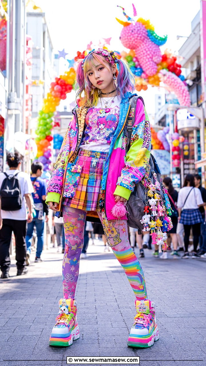 Harajuku Rainbow Layers With Platform Sneakers - 30 Tokyo vacation outfit ideas