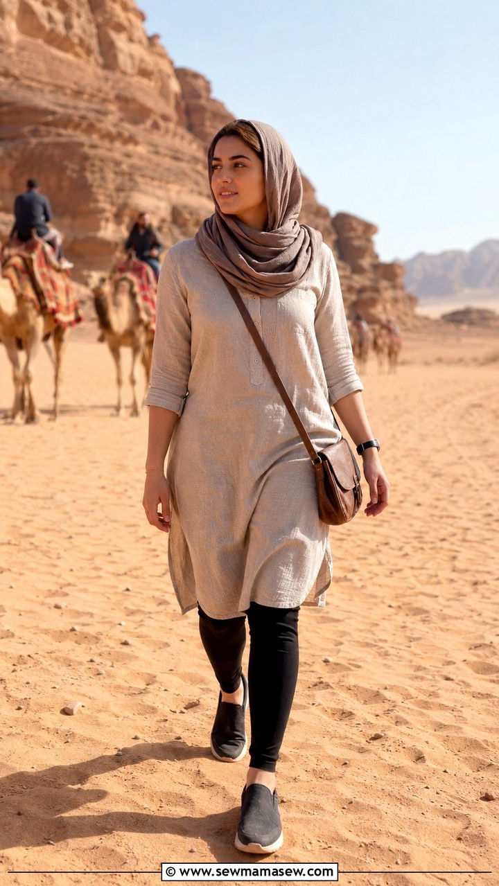 Harem Pants With Embroidered Tunic - 25 Modest outfit ideas for desert trip