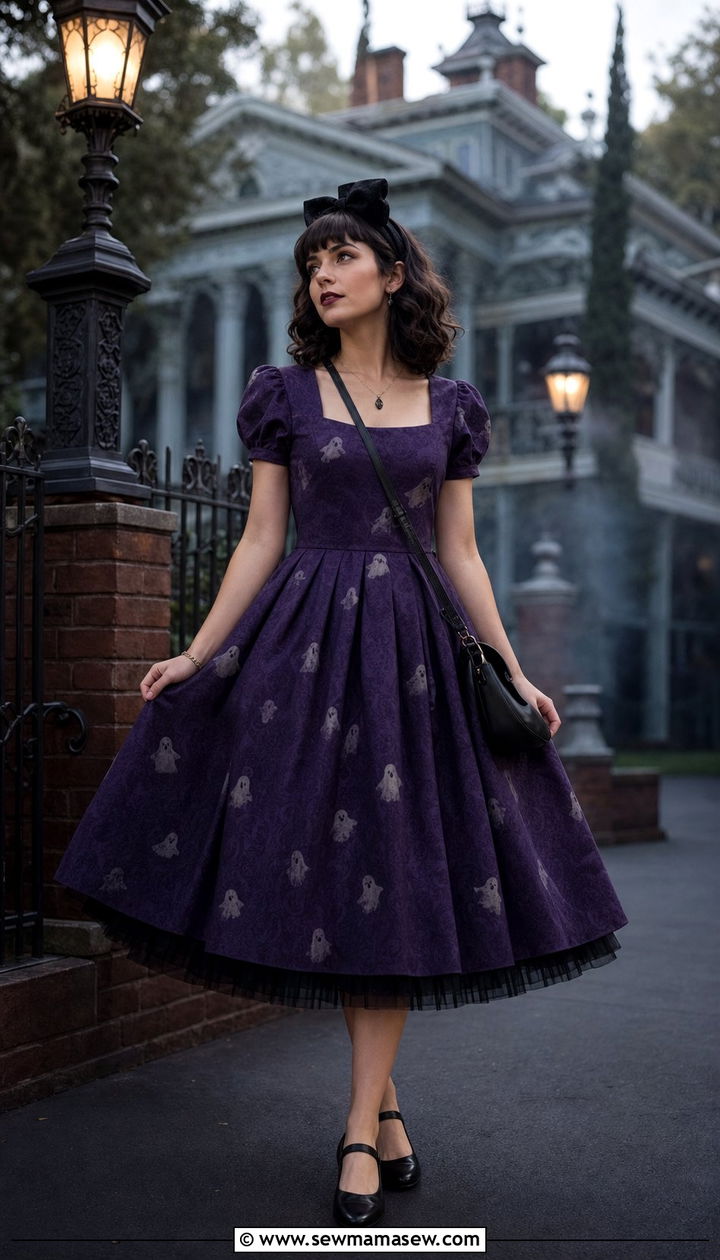 Haunted Mansion Vintage Ghost Print Look - 25 Disneyland outfit ideas 2026