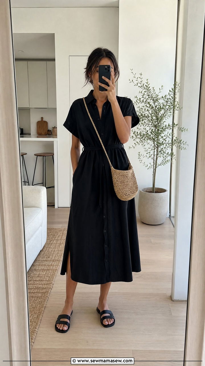 Head To Toe Black Summer Dress Outfit - 30 summer monochrome outfit ideas