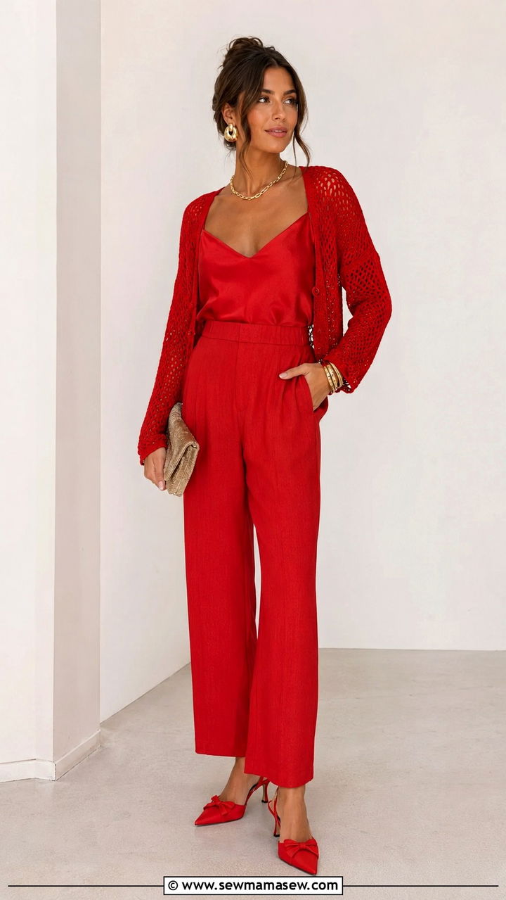 Head To Toe Strawberry Red Monochrome Look With Mixed Textures - 20 Strawberry girl outfit ideas 2026
