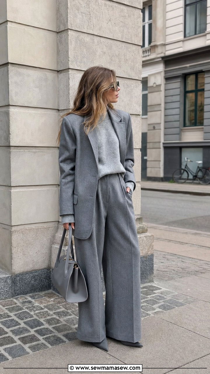 Head to Toe Grey Monochrome Tailored Look - 25 Copenhagen outfits 2026