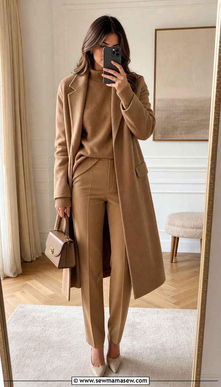 Head to Toe Monochrome Camel Outfit - 25 cute quiet luxury outfits