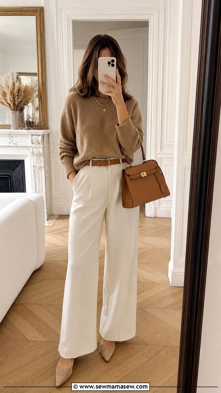 Head to Toe Neutral Tones French Girl Outfit - 20 French girl outfit ideas Camille Rowe