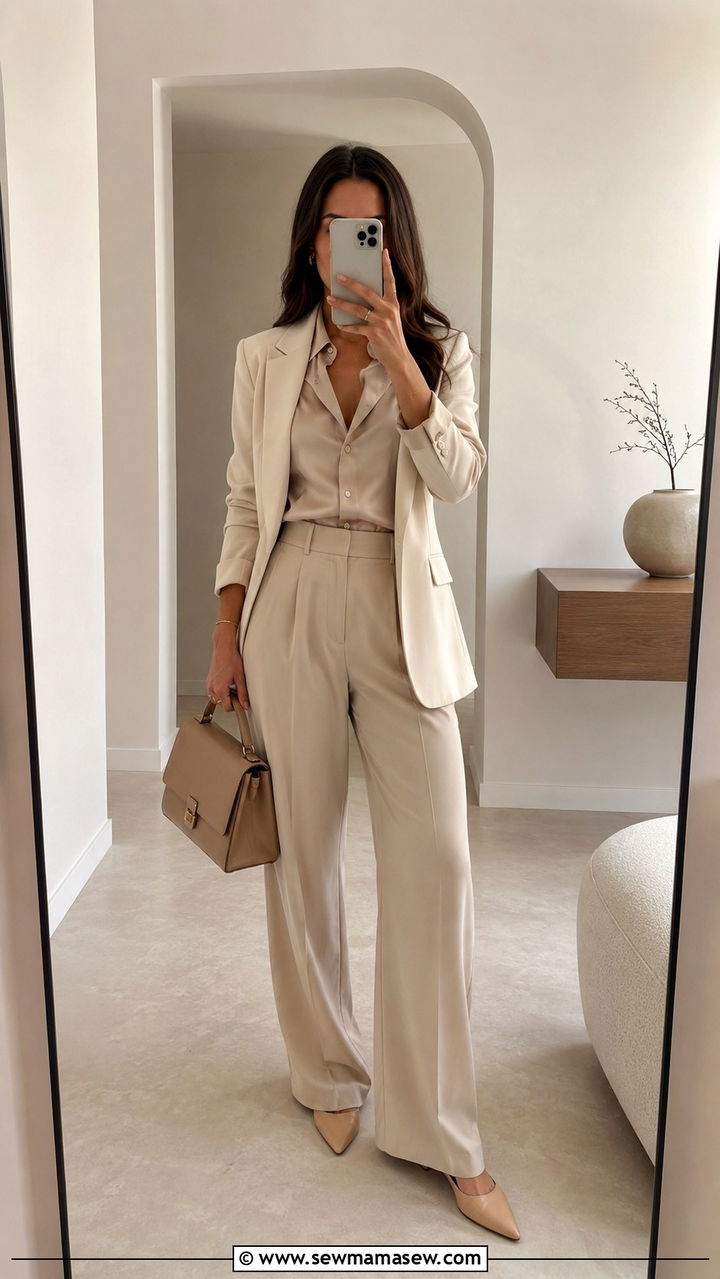 Head to toe tonal beige outfit - 30 quiet luxury outfits to copy