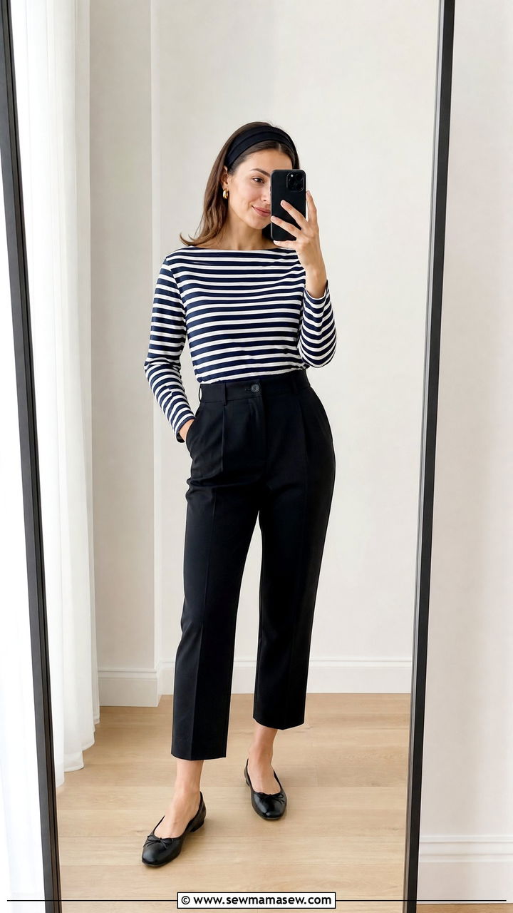 Headband and striped mariniere Bardot outfit - 25 Brigitte Bardot outfit ideas