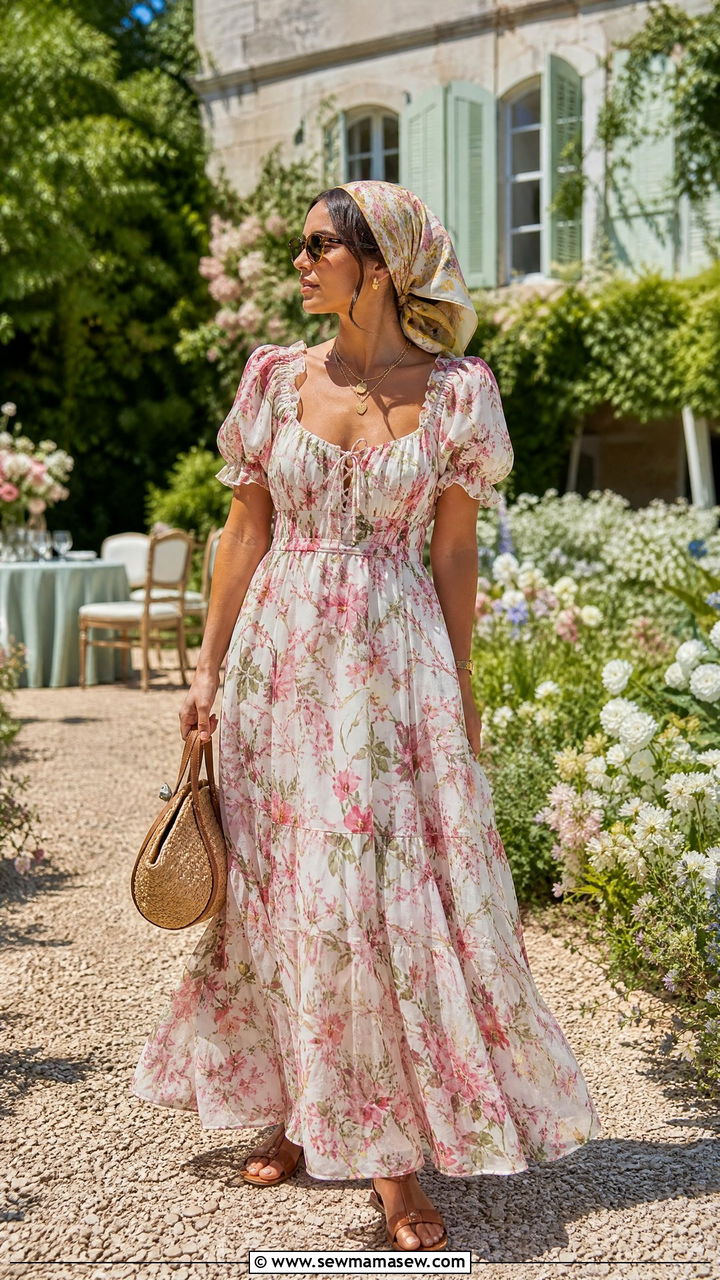 Headscarf and Bohemian Maxi Dress Look - 30 Fashion trends 2026 outfits
