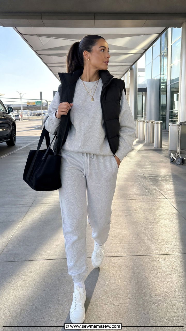 Heathered Gray Matching Set Airport Outfit - 30 Matching set outfit ideas for airport