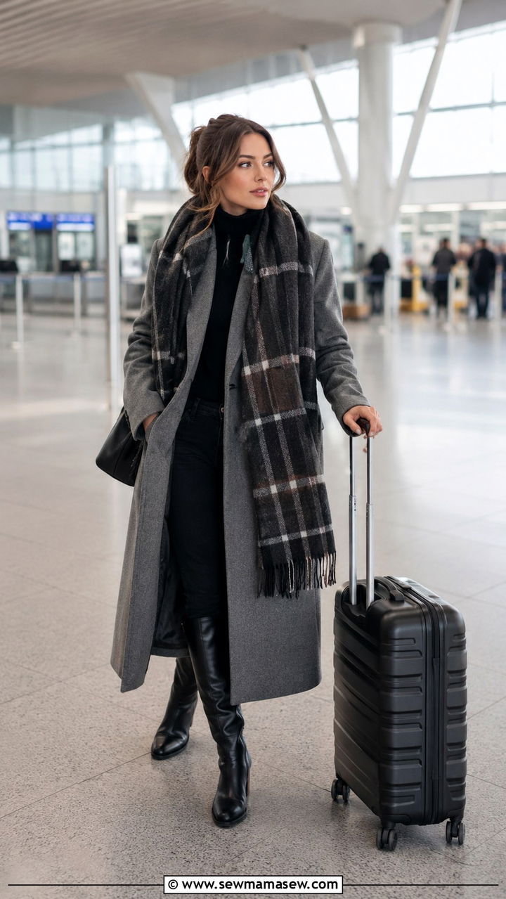Heathrow airport outfit with white button down shirt - 25 Airport outfit ideas Heathrow London