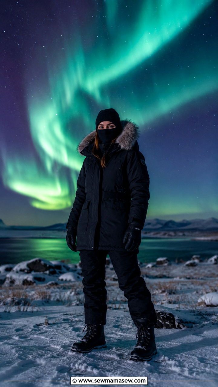 Heavy Winter Parka with Merino Base and Snow Pants for Northern Lights - 30 Iceland outfit ideas