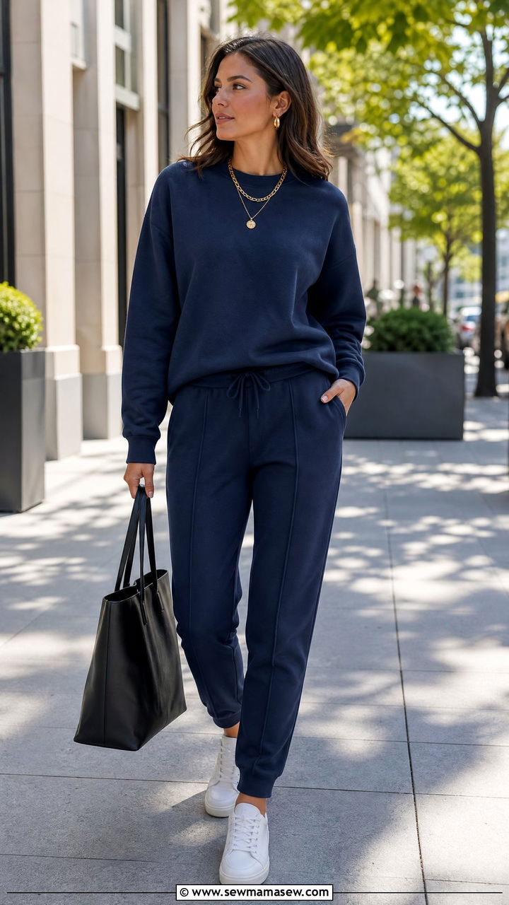 Heavyweight Organic Cotton Sweat Set with Gold Jewelry - 30 Luxury loungewear outfit ideas