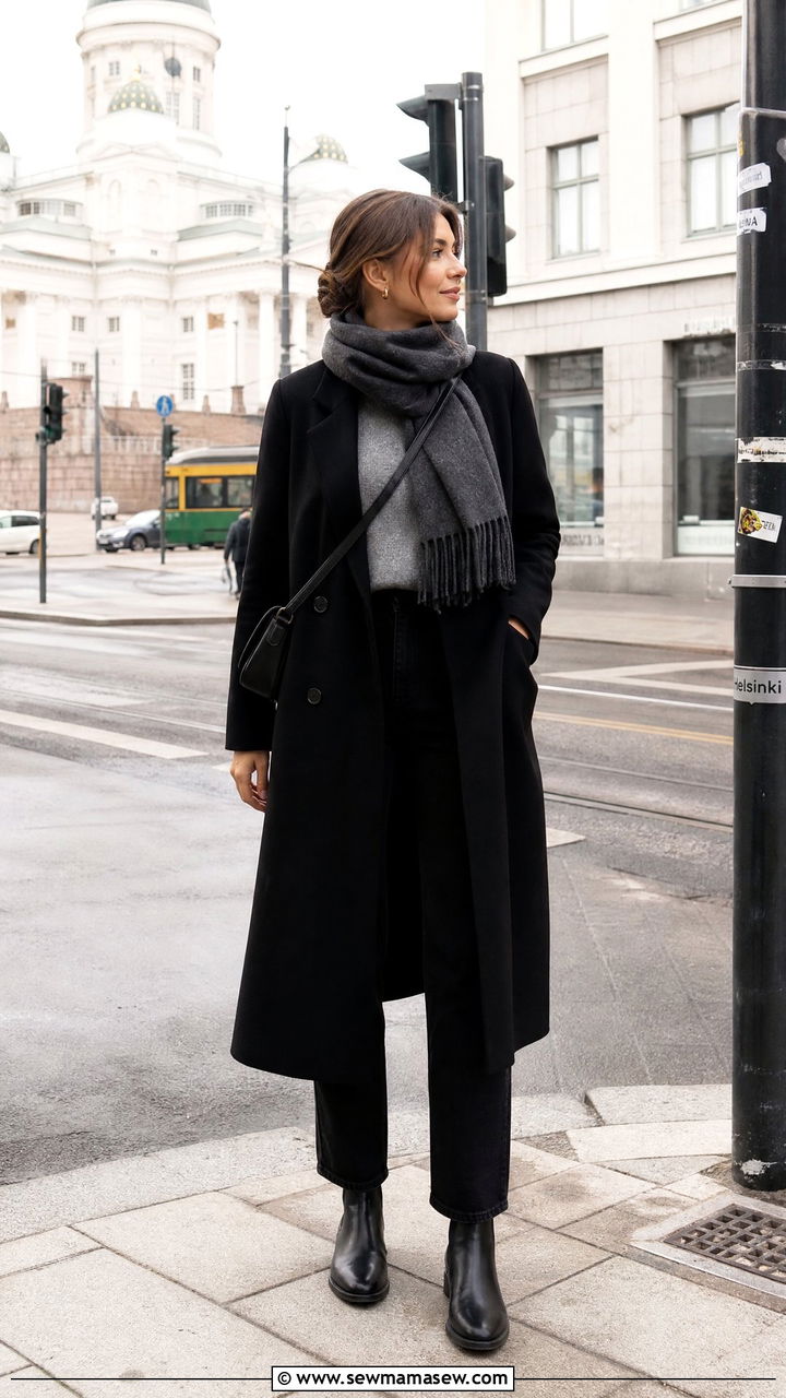 Helsinki Black Coat Outfit - 25 Helsinki outfit ideas