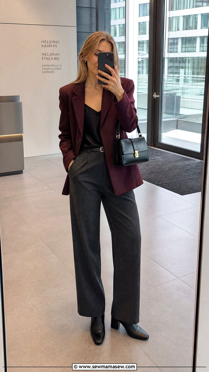 Helsinki Burgundy Blazer Outfit - 25 Helsinki outfit ideas