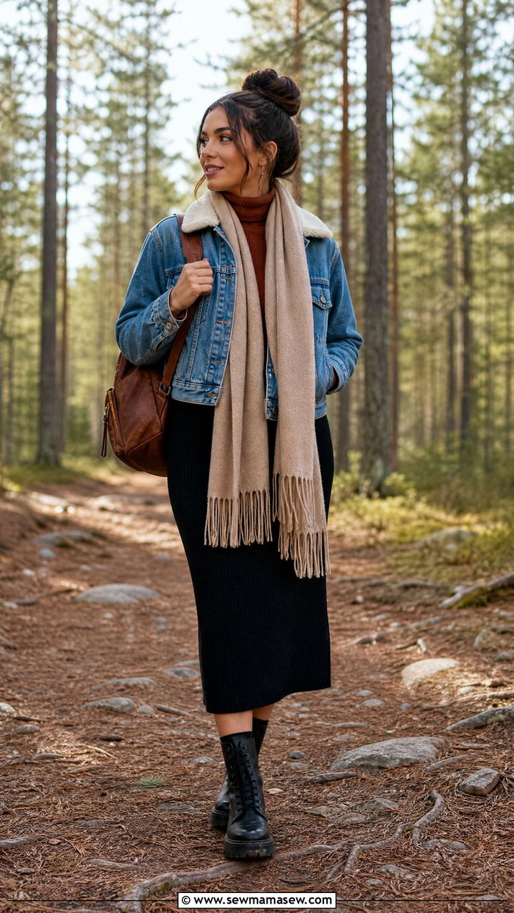 Helsinki Shearling Denim Jacket Outfit - 25 Helsinki outfit ideas