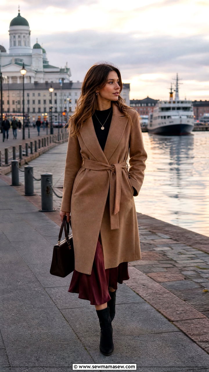 Helsinki Wrap Coat and Midi Skirt Outfit - 25 Helsinki outfit ideas