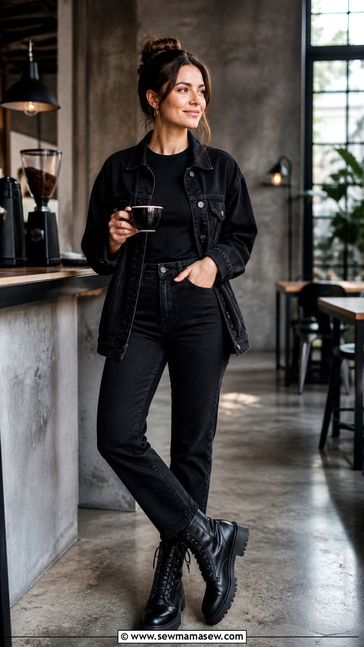 Henley Shirt and Dark Wash Jeans Barista Outfit - 20 Barista outfit ideas