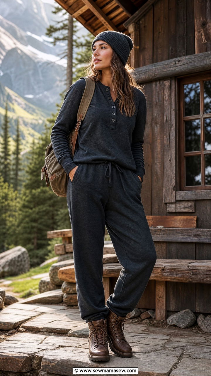 Henley Top And Sweatpant Co Ord Lounge Set - 25 Loungewear co-ord set outfit ideas