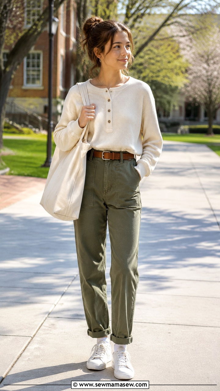 Henley shirt and utility pants - 30 Spring outfits for high school