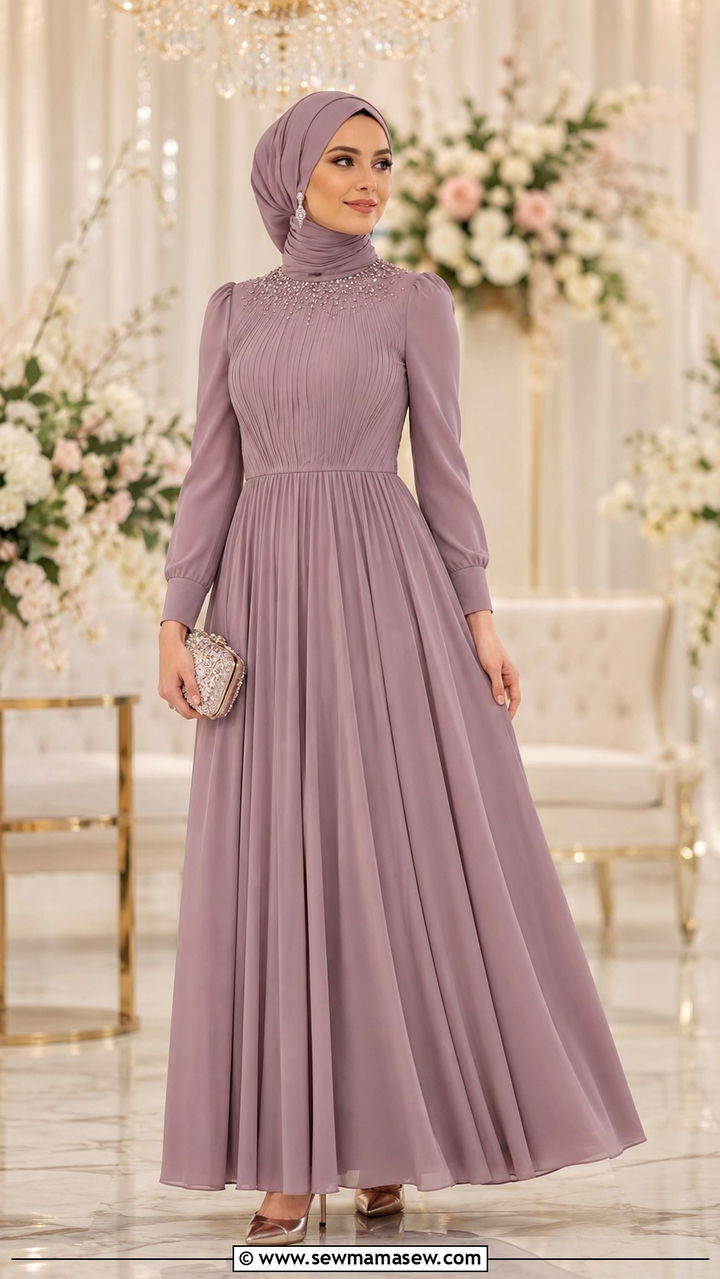 High Neck A Line Gown Wedding Guest - 25 Wedding guest outfit ideas Muslim wedding