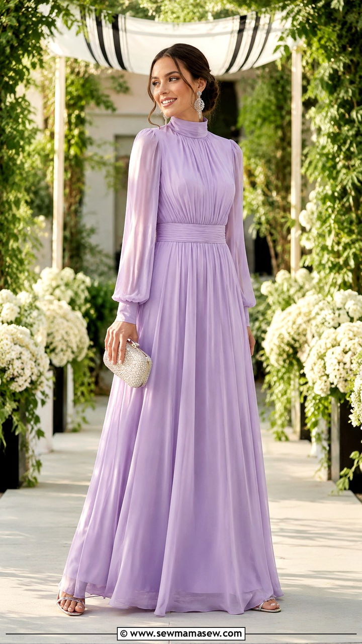 High Neck Chiffon Maxi Dress Outfit - 20 Wedding guest outfit ideas Jewish wedding