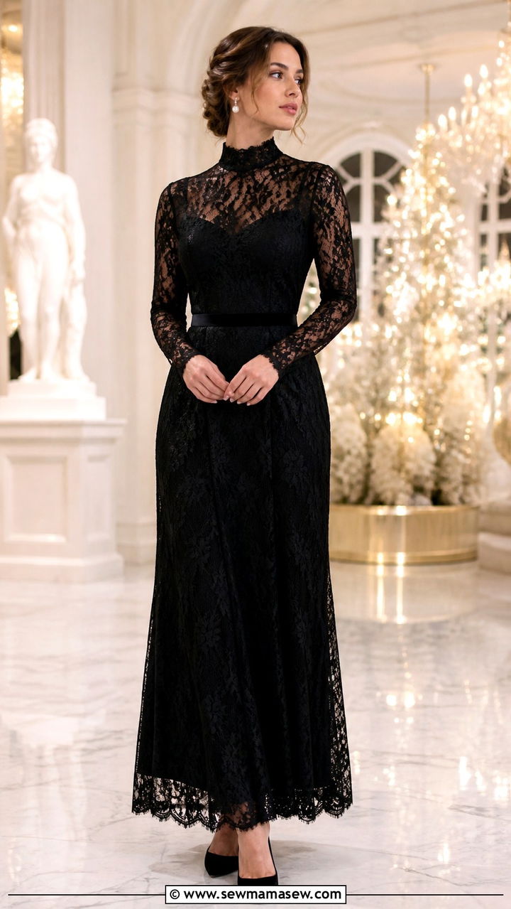 High Neck Lace Evening Gown - 20 Charity gala outfit ideas
