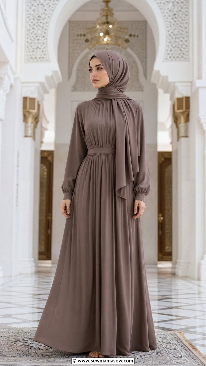 High Neck Maxi Dress With Hijab - 20 Modest outfit ideas for mosque