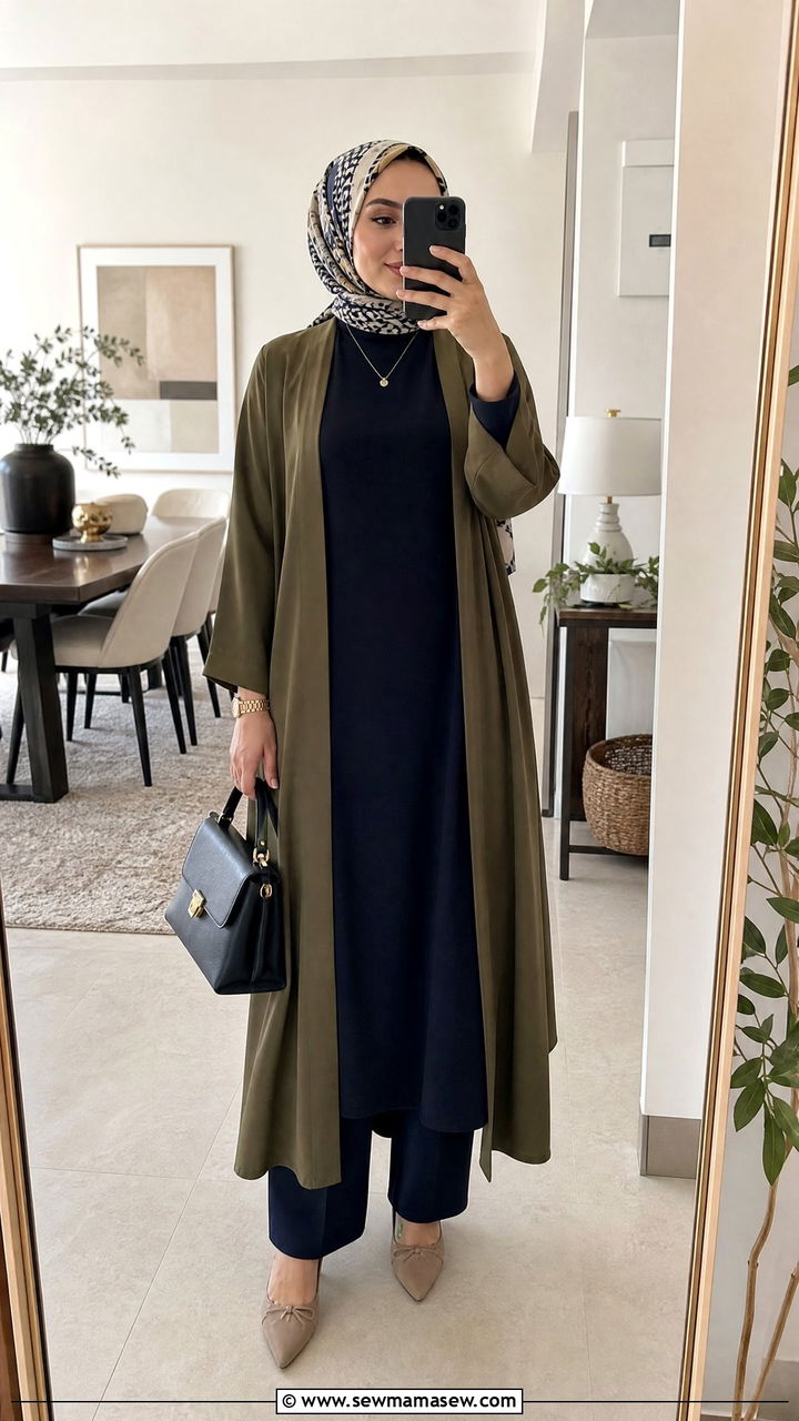High Neck Midi Dress Ramadan Layered Look - 40 Ramadan outfit ideas