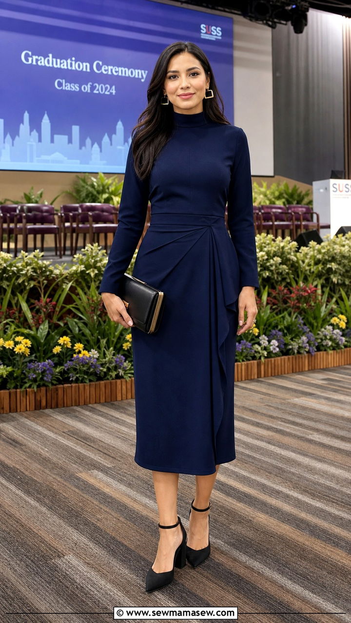 High Neck Midi Dress with Block Heels - 40 Graduation outfit ideas