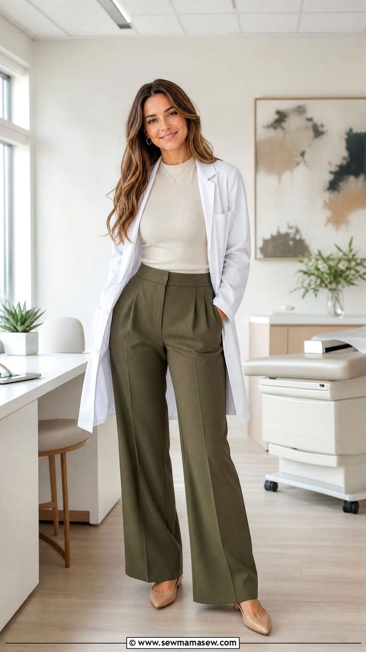 High Neck Tank With Wide Leg Trousers - 30 Medical student outfit ideas