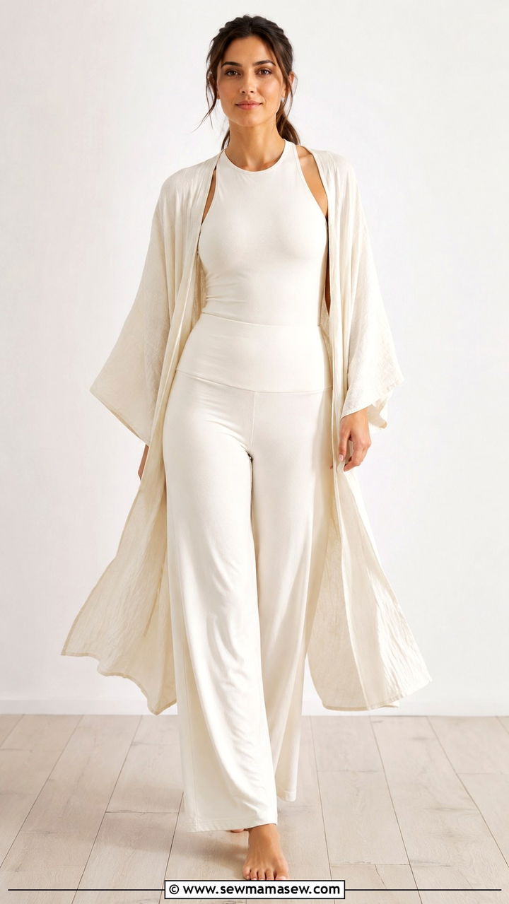 High Neck Tank and Wide Leg Pants Modest Yoga Outfit - 25 Yoga outfit ideas modest