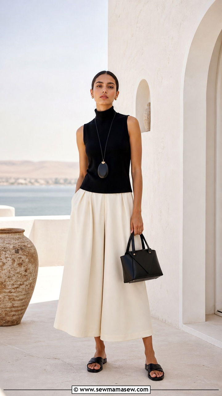 High Neck Top With Culottes - 20 Aswan outfit ideas